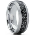 thumbnail image 1 of Men's Tungsten Carbide Wedding Band Ring with Imitated Meteorite Inlay, Dome Comfort Fit 8mm 9.5, 1 of 5