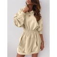 thumbnail image 2 of Brglopf Women's Casual Long Sleeve Sweatshirt Hooded Solid Color Loose Elastic Waist Blouse Pullover Tops with Pocket, 2 of 7