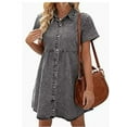 thumbnail image 6 of ZANKLEY Women's Short Sleeve Button Down Flowy Tiered Babydoll Denim Dress, 6 of 6