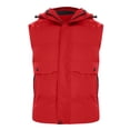 thumbnail image 4 of Timoontee Men's Winter Warm Puffer Outerwear Vest Casual Comfy Padded Hoodie Vest Sleeveless Jacket Vest Zip Up Quilted Waistcoat Red XXXXL, 4 of 5