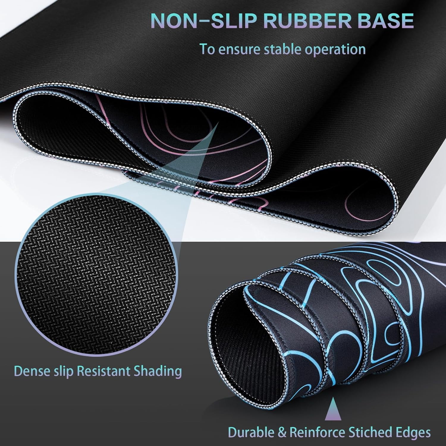 Gaming Mouse Pad, Topographic Contour Mouse Pad 31.5x15.7inch Large Extended Computer Mouse Mat Keyboard Full Desk Mousepad for Gaming, Office, Home