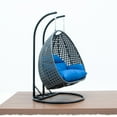 thumbnail image 5 of LeisureMod 2 Person Wicker Egg Chair Outdoor Indoor Bedroom Patio Hanging Lounge Swing Hammock Chairs with Black Stand and UV Resistant Cushions (Blue), 5 of 10
