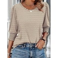 thumbnail image 5 of Blouses for Women Dressy Casual 3/4 Length Sleeve Womens Tops with Smocked Cuffs Khaki XXXL, 5 of 9