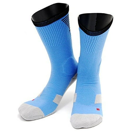

Lovely Annie Big Girl s 1 Pair High Crew Athletic Sports Socks Size L/XL XL0028-02Sky Blue w/Black Strip