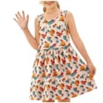 thumbnail image 2 of Spazoro Toddler Girls Midi Dresses, Sleeveless Crew Neck A-Line Cute Print Casual Summer Dresses for Girls Beige Size 7-8, 2 of 6