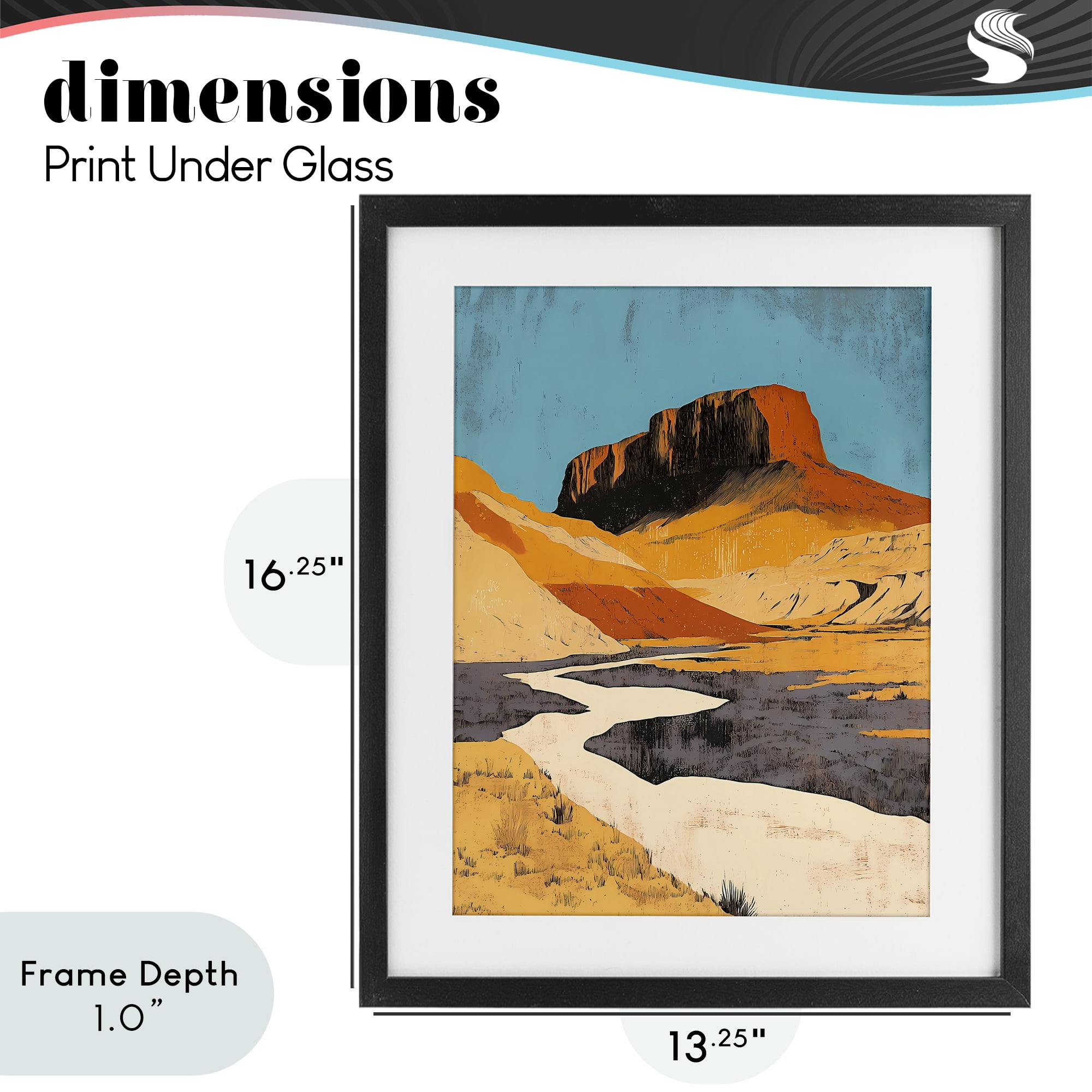 Stupell Industries Vintage Canyon Pass Black Framed Print Under Glass, design by Walker Noble