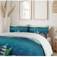 thumbnail image 6 of Ambesonne Ocean Duvet Cover Sets, Shell Houses Bubbles, 2-Queen, Teal Brown, 6 of 7