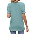 thumbnail image 5 of QAFOPEH Women Square Neck Puff Short Sleeve Smocked Cuffs Tunic Solid Color Top, 5 of 7
