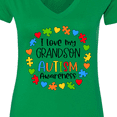 thumbnail image 4 of Inktastic I Love My Grandson Autism Awareness Women's V-Neck T-Shirt, 4 of 5