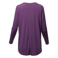 thumbnail image 3 of A2Y Women's Premium Solid Long Sleeve Dolphin Hem Shell Button Henley Top Shirt Dark Purple 1XL, 3 of 6