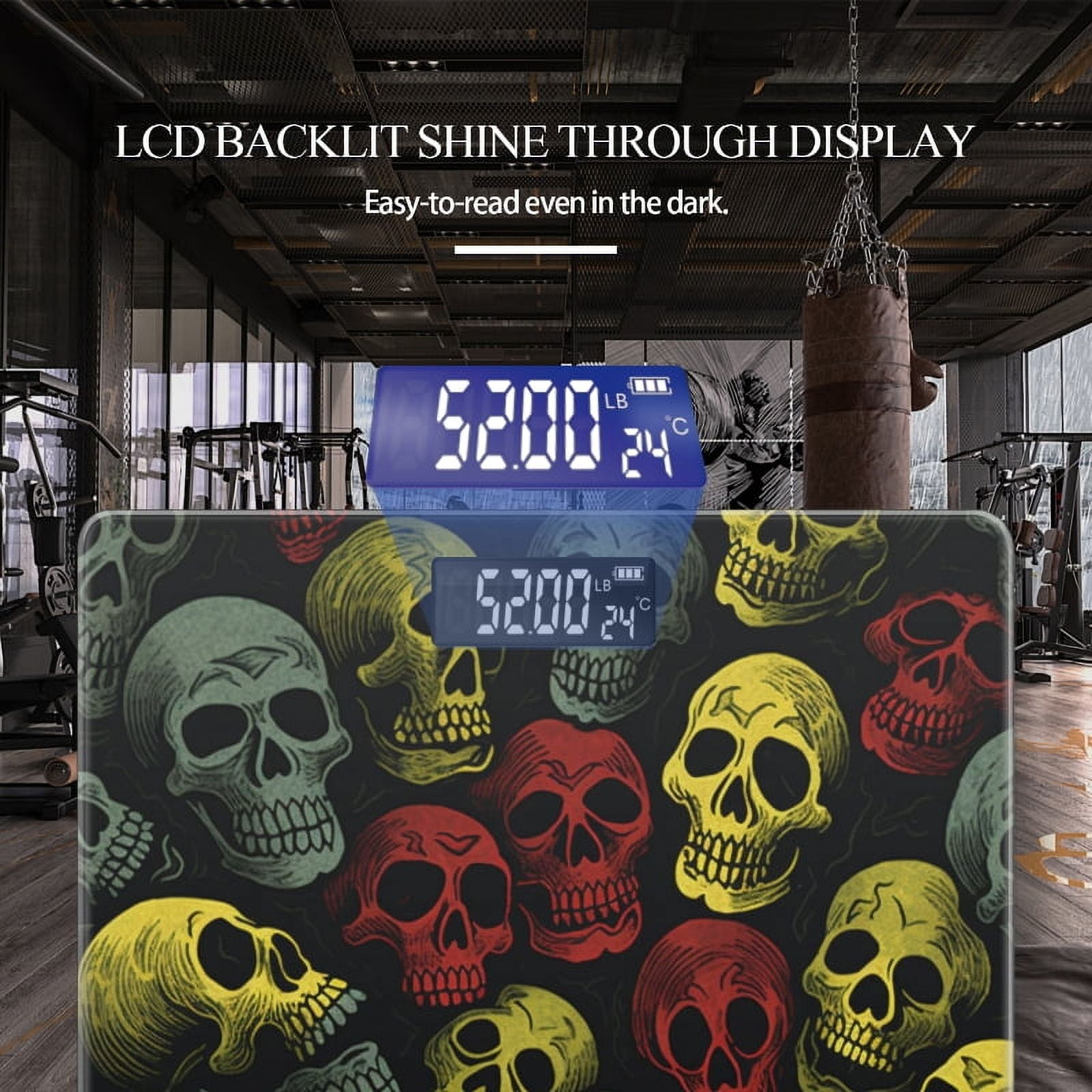 Bathroom Scale, Highly Accurate Digital Body Scale,Precisely Measures Weight up to 400 lbs-Pattern Of Skulls In The Style Of Comic Book Art