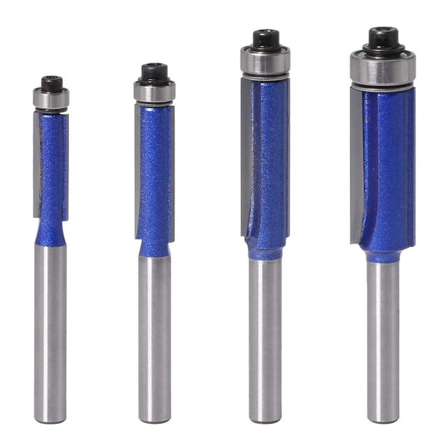 4PCS Flush Trim Router Bit Set 1/4 Inch Shank Top Bearing Flush Trim Router Bit
