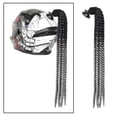 thumbnail image 4 of Trenzas para casco de moto, 60 cm, con gradiente de cola de caballo y rampa, para casco de moto Negro Gris claro, 4 of 9