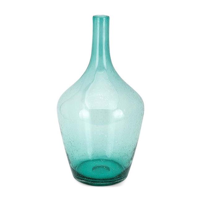 Benzara BM195643 Decorative Fluted Glass Vase with Embossed Bubble