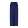 thumbnail image 5 of Olyvenn Fashion Women Linen Pants Casual Loose High Waist Boho Wide Leg Cropped Palazzo Beach Pants Summer Outfits Trendy Navy XXXL, 5 of 6