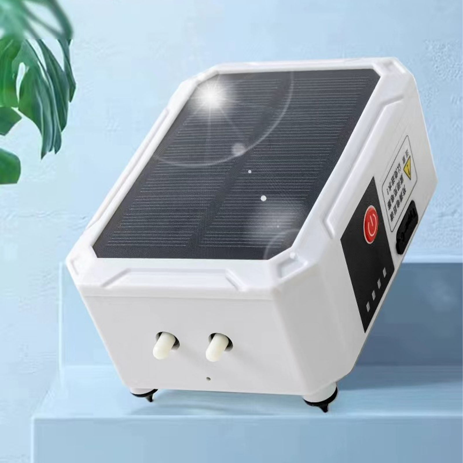 Solar Powered Oxygen Pump - 4.13x2.95x1.77in Dual Hole Aerator for Fish Tank Bait Bucket, USB Rechargeable Water Pump for Outdoor Fishing and Home Aquarium