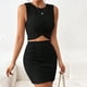 thumbnail image 1 of Conjunto De 2 Piezas De Verano Conjunto de falda de 2 piezas para mujer, cuello redondo, algodón, costilla, falda corta, traje de vacaciones Cgtredaw  Negro L Personalizado para Mujer, 1 of 1