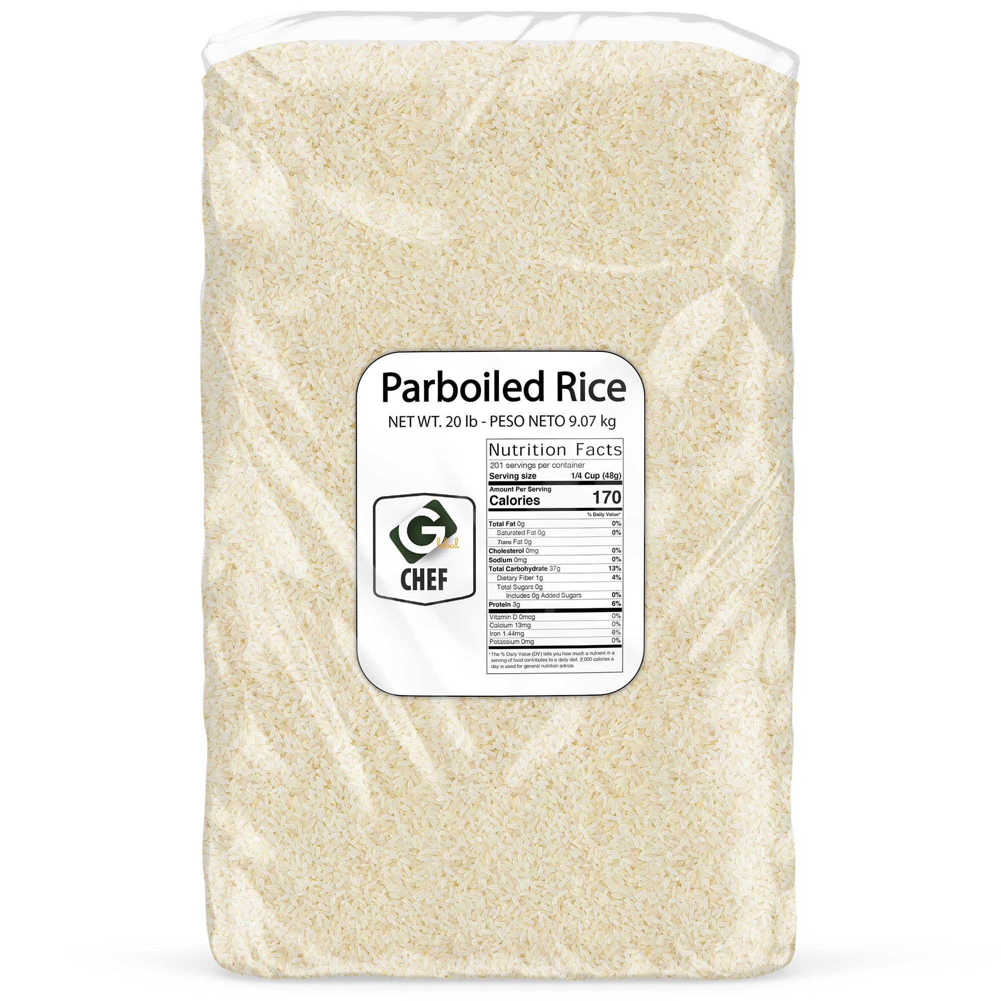 Global Chef Parboiled Rice 20 LBS Bulk Bag ( Converted Easy Cook