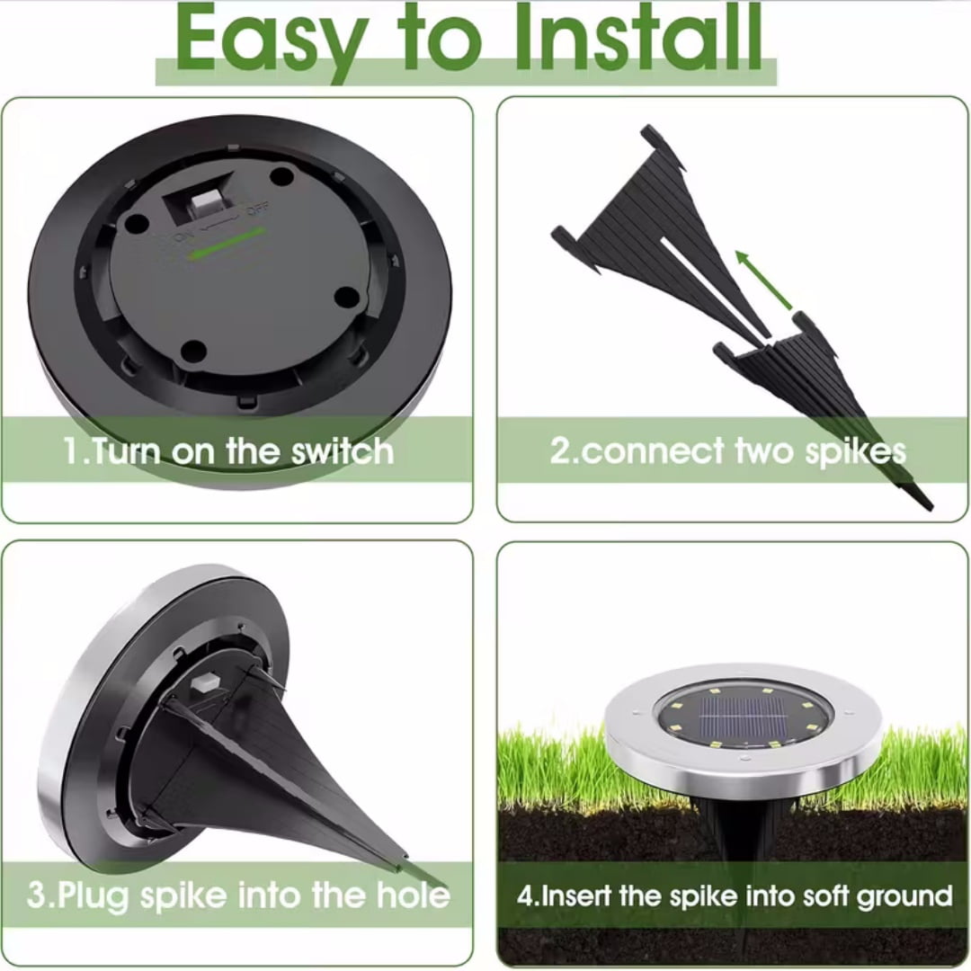 24PCS Solar Ground Lights - Outdoor Waterproof LED Path Lights, White Light for Courtyards & Lawns