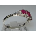 thumbnail image 4 of LBG British Made VINTAGE style Solid 10K White Gold Natural Ruby Trilogy Ring, 4 of 7