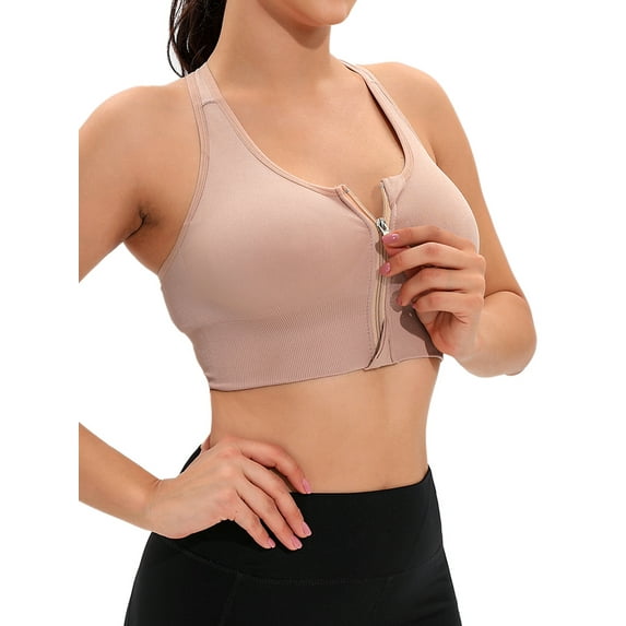Tinglu Women Yoga Bras Sports Wireless Underwear Women's Zip Front Sportwear Push up Bra