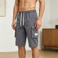 thumbnail image 4 of OIOLOYJM Mens Cargo Shorts Casual Drawstring Summer Athletic Hiking Bermuda Shorts Relaxed Fit Outdoor Work Shorts with Multi Pockets Gray S, 4 of 5