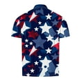 thumbnail image 4 of ALLLIST Blue Tops for Men Collared Short Sleeve Independence Day Casual T-Shirts Printed Quarter Zip Men's T-Shirts, 4 of 5