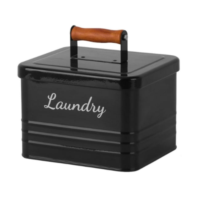 Capa de lavandería Container Capa de lavandería Soporte de encimera resistente Caja de almacenamiento de hierro para el almacenamiento de la sala de Negro