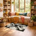 thumbnail image 2 of ODIKA 3'x5' Ultra-Soft Throw Mat, Abstract Linework Vein Motifs Veined Streaks Flow Symmetrical Swirl Flowing None Washable, Bare feet friendly, Easy Care Indoor rug for Bedside, Vanity, 2 of 7
