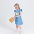 thumbnail image 5 of GaThRRgYP Kids Flower Dresses for Baby Girls,Toddler Girls Dress Summer Ruffle Sleeve Sundress Outfit for Kids 4-14T Blue 4 Years, 5 of 7