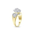 thumbnail image 3 of Solid 10k Two Tone White and Yellow Gold Round Diamond Oval Cluster Love Heart Engagement Wedding Anniversary Ring Band 1/8 Ct. - Size 8, 3 of 5