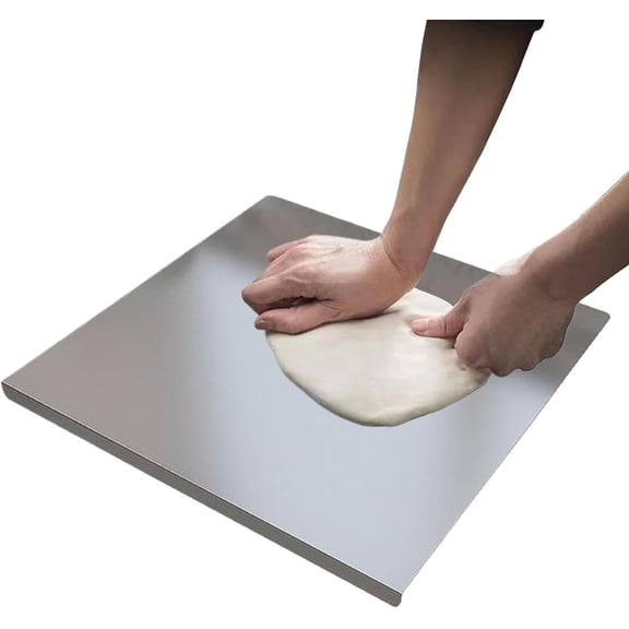 Stainless Steel Chopping Board, Double-Sided Non-Slip 40x30cm with Counter Lip for Meal Prep Kneading