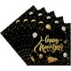 thumbnail image 2 of Paquete de 20 servilletas negras y doradas para Nochevieja | Vajilla de papel desechable para celebraciones navideñas | Decoración festiva de 16,5 x 16,5 cm, 2 of 5