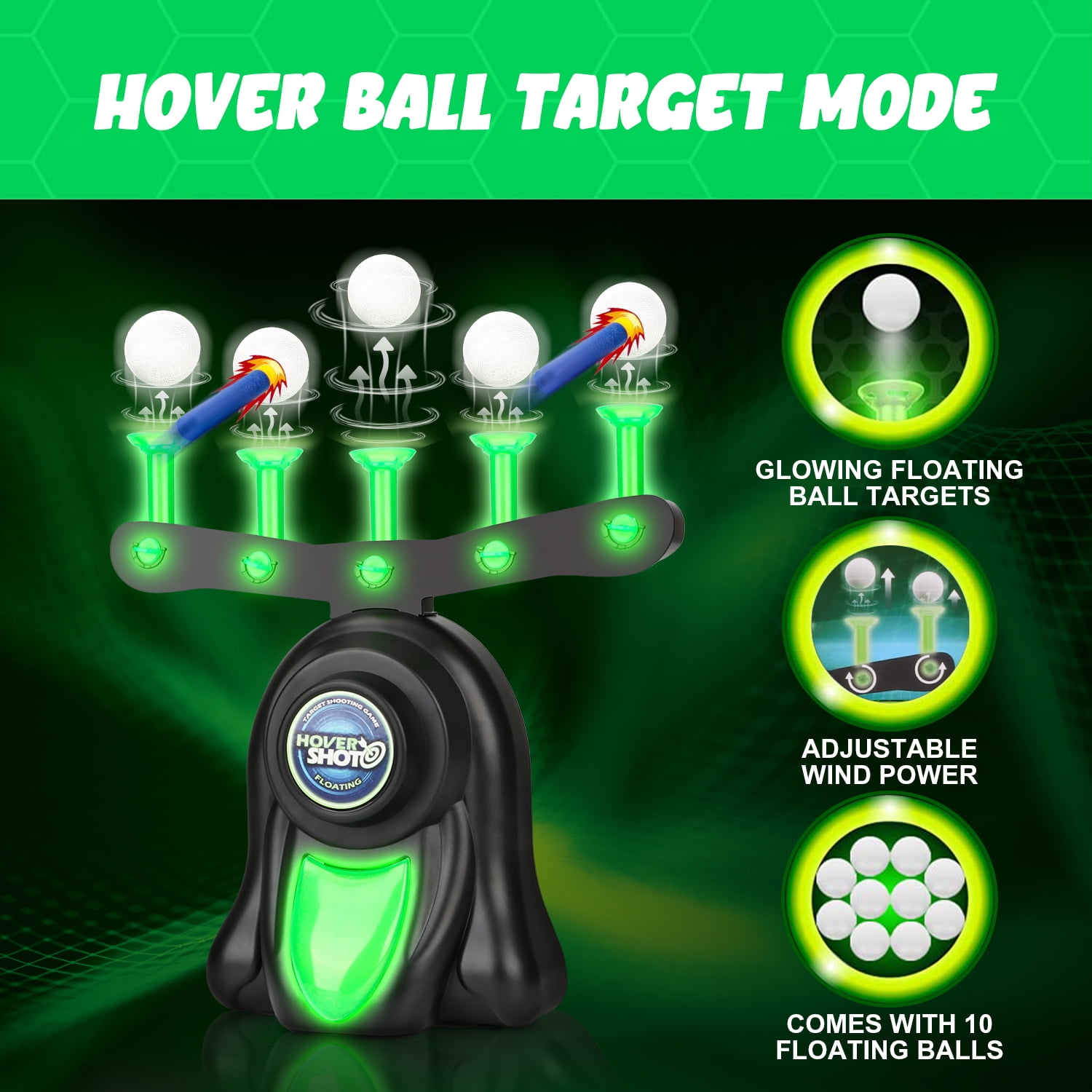 Huge Wave Shooting Games Toys for Boys 4-12 Years, Hover Floating Shooting Target Foam Dart, with 12 Soft Balls, Indoor & Outdoor Christmas Birthday Gifts for Kids