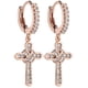 thumbnail image 4 of Pendientes largos de aro con forma de cruz para hombre y mujer, ideales para cenas familiares y graduaciones. 1.1x0.39 pulgadas, 4 of 8