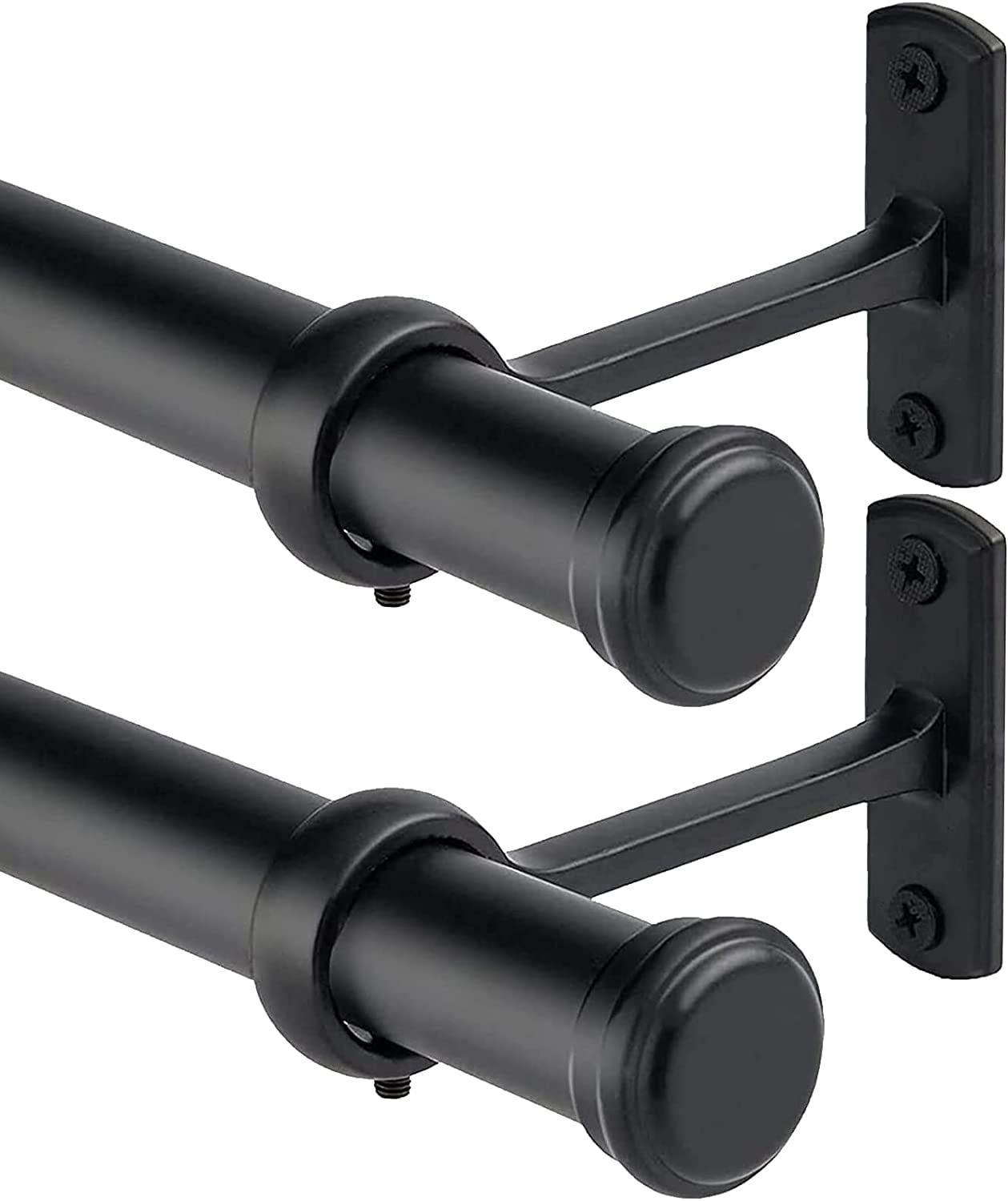 Black Curtain Rods 2 Pack, 1 Inch Curtain Rods for Windows 48 to 84