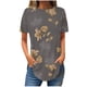 thumbnail image 1 of Tops de Verano de Mujer Suelto Ajuste, Impresión Casual Cuello Redondo Suelto con Manga 3/4 Hecha de Cómodo Estante de Imitación para el Uso Diario, Tops de Moda de Mujer, 1 of 3