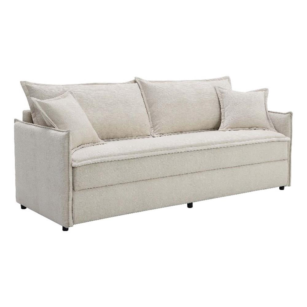 ACME Connie Fabric Upholstered Sofa with Sleeper and 2 Pillows in