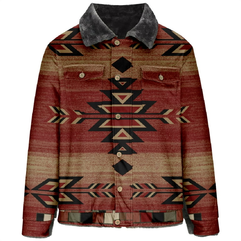 Fanxing Men's Western Aztec Vintage Fleece Lined Jackets Fanxing Men's Western Aztec Vintage Fleece Lined Jackets