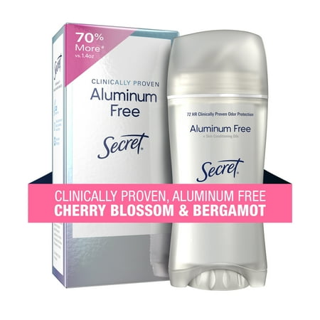 Secret Clinically Proven Aluminum Free Deodorant Stick for Women, Cherry Blossom & Bergamot 2.4oz