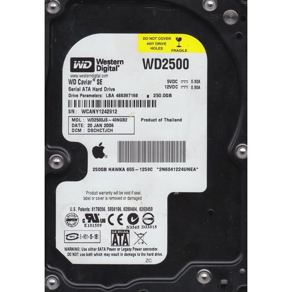 WD2500JS-40NGB2, DCM DSCHCTJCH, Western Digital 250GB SATA 3.5 Hard Drive