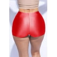 thumbnail image 2 of Shiny Shorts High Waist Hotpants Stretch Lightweight Comfy Short Length Neon Dance Shorts Wet Look Disco Party Rave Red X-Large, 2 of 4