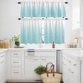 thumbnail image 3 of Abstract Art Kitchen Curtains Valances and Tiers Set of 3 Classic Blue Line Gradient Texture Tier Curtains and Valance with Rod Pocket for Small Windows, 27.5"x36", 3 of 9