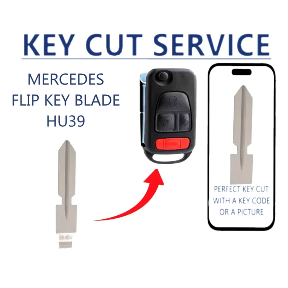 KEY CUT SERVICE Mercedes-Benz 1997 - 2005 HU39 Flip Key Blade