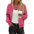 thumbnail image 2 of Bovxnpu Winter Coats for Women, Women's Oversized Jackets Polka Print Zip Up Pocketed Long Sleeve Top Warm Winter Clothing, 2 of 7