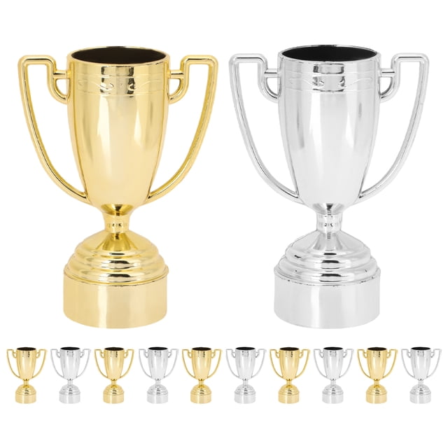 KAKOWELY 12 Pcs Mini Trophées en Plastique pour Enfants, Coupe de Récompense Trophée Or Argent Statue de Récompense Cadeau de Fête Trophée pour Activités de Maternelle Compétitions Événements,3.15x"X2.32"X1.18 Pouces