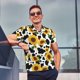 thumbnail image 4 of Balery Cute Cow Print Sunflower D Camisa Polo de Hombre con Estampado, de Manga Corta y Tejido Medio, Camisa Tipo Golf Polo-4X-Large, 4 of 6