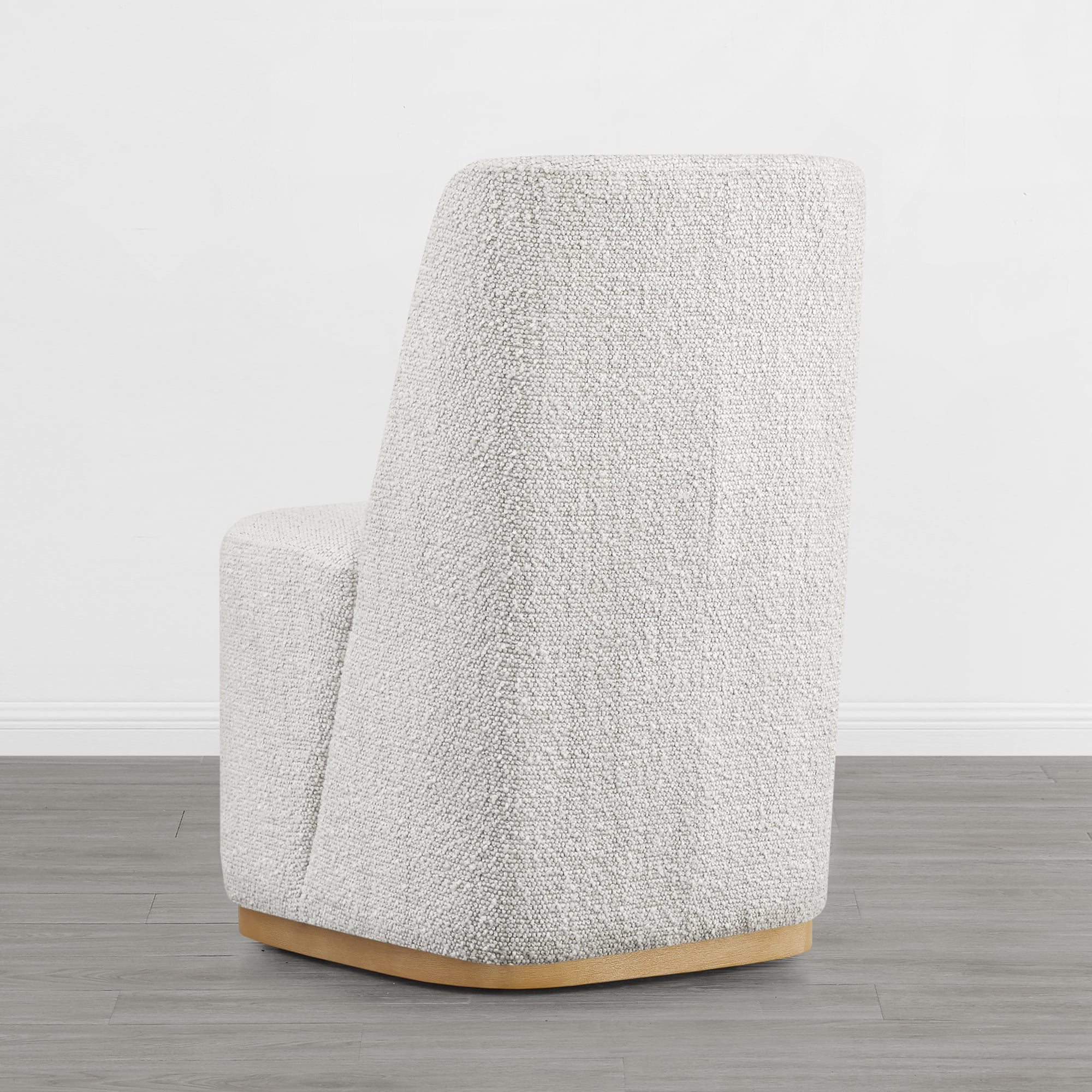 Spruce & Spring Modern Upholstered Dining Chair with Hidden Casters & Wood Base Set of 2, Pearl White