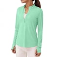 thumbnail image 2 of Wensltd Chandails à Manches Longues pour Femmes Couleur Unie Protection Solaire Légers Sports de Plein Air Course Randonnée Chemises Vert, 2 of 9
