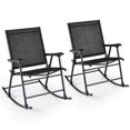 thumbnail image 1 of Costway 2 PCS Patio Folding Rocking Chair Heavy-Duty Metal Frame Rockers Outdoor Black, 1 of 8